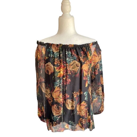 Floral Off / On Shoulder Silk Blouse - Picture 1 of 10